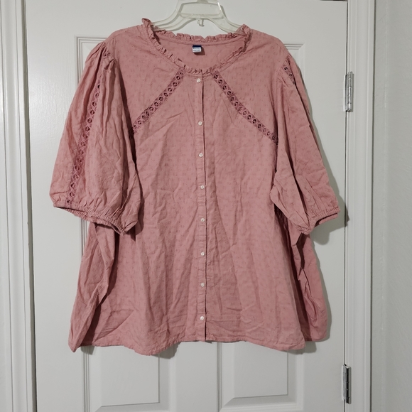 Tops - Old Navy Pink Cotton Blouse Sz 4X
